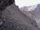 Scree traverse on the west face of Limestone Peak.