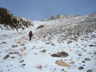 John making his way up the gully.