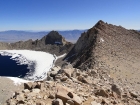 Looking back on Mount Carillon, The Cleaver, and Tulainyo Lake.