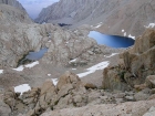 The view down toward Trail Camp, with a couple dozen tents scattered amongst the rocks.