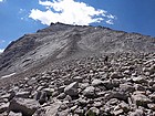 Starting up the North Rib route on Mount Tyndall.