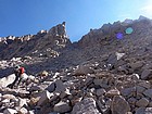 Nearing the entry to Williamson's west face gully.