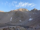 Post-climb view of Mount Versteeg from camp in Williamson Bowl.