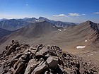 View south from Trojan Peak. Russell and Whitney in the background, Barnard on the right.