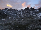 Sunset view from our basecamp at upper Titcomb Basin.