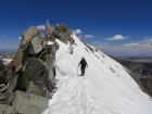Descending the summit ridge on Gannett Peak.