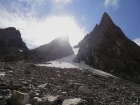 Looking up the 1500' northwest gully on Mount Helen.