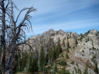 View of the summit block during the descent.