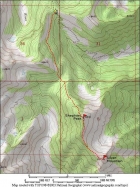 Map of the Shephard and Silver route, about 5.2 miles and 1900' gain round trip.