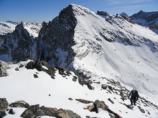 Climbing Abel Peak.