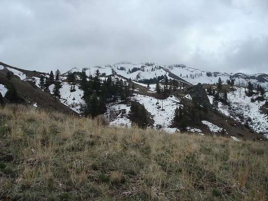 Danskin Peak shrouded in fog.