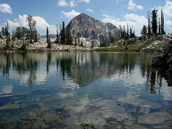 Great view of the west face of Mount Everly from a tarn near the trail.