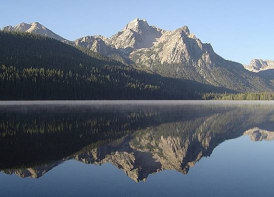 Morning view of McGown Peak from Stanley Lake.