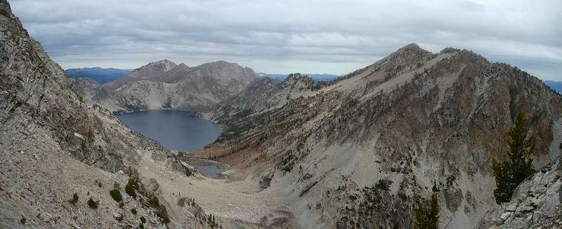 Sawtooth Lake and Alpine Peak from the southeast ridge of Mount Regan.